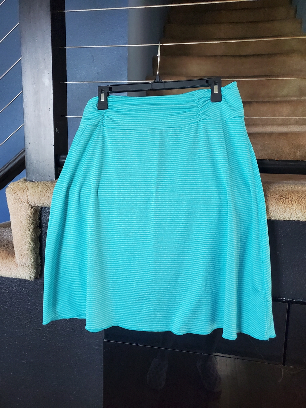 Tranquility by Colorado Clothing Aqua Striped A-Line Skirt